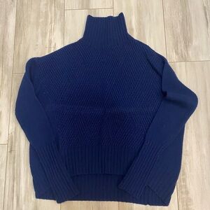 Moth Monochrome Navy Blue Wool Blend Long Sleeve Turtleneck Sweater, size small